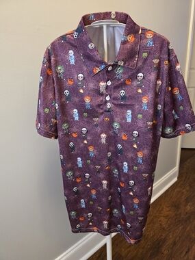Chibi Purple Unisex Horror Print Polo Shirt